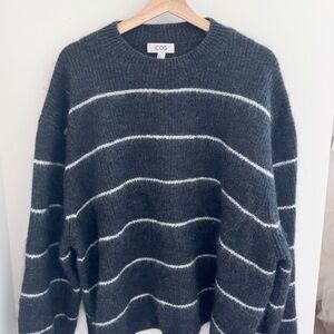 COS Mohair Gray and White Striped Sweater